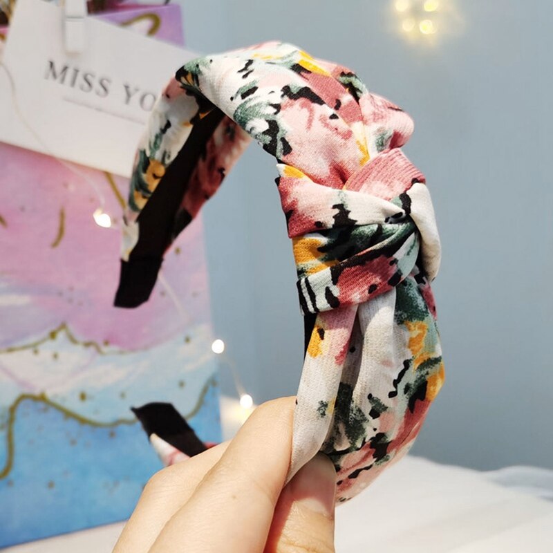 Effen Kleur Knoop Hoofdbanden Voor Vrouwen Eenvoudige Stof Meisjes Haarband Vrouwen Haaraccessoires Brede Zijde Haarband: HDR4621MC