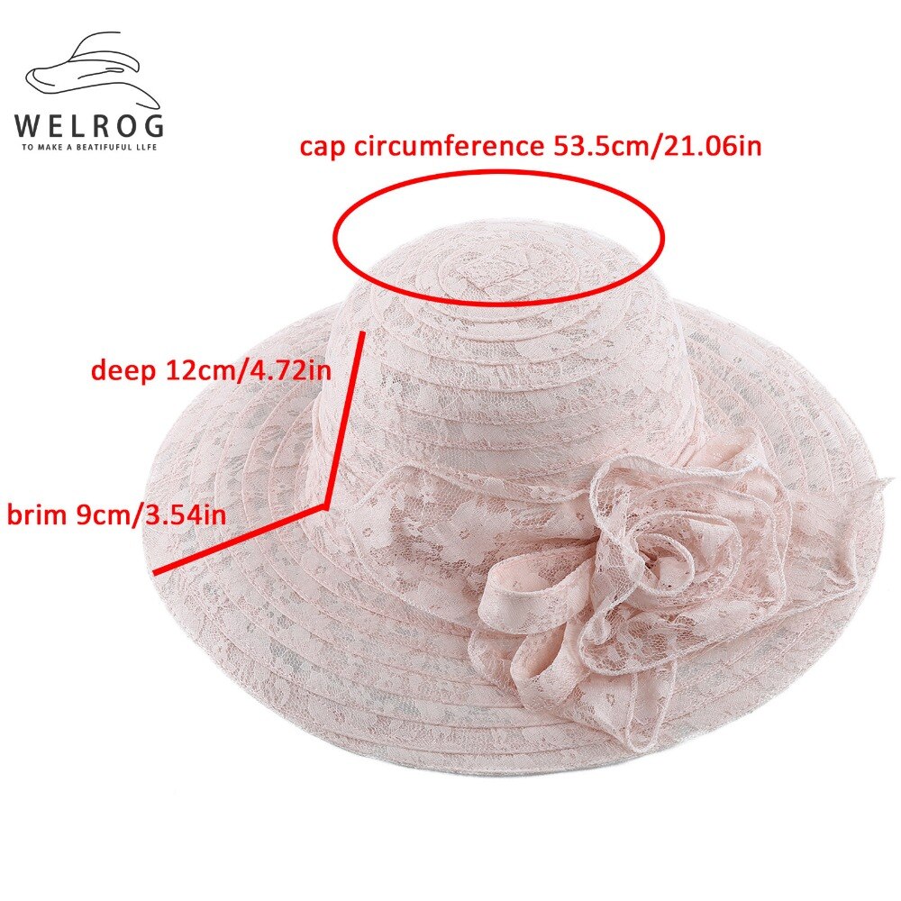 WELROG Women's Organza Church Kentucky Derby Fascinator Bridal Tea Party Wedding Hat Summer Female Pink Lace Church Cap