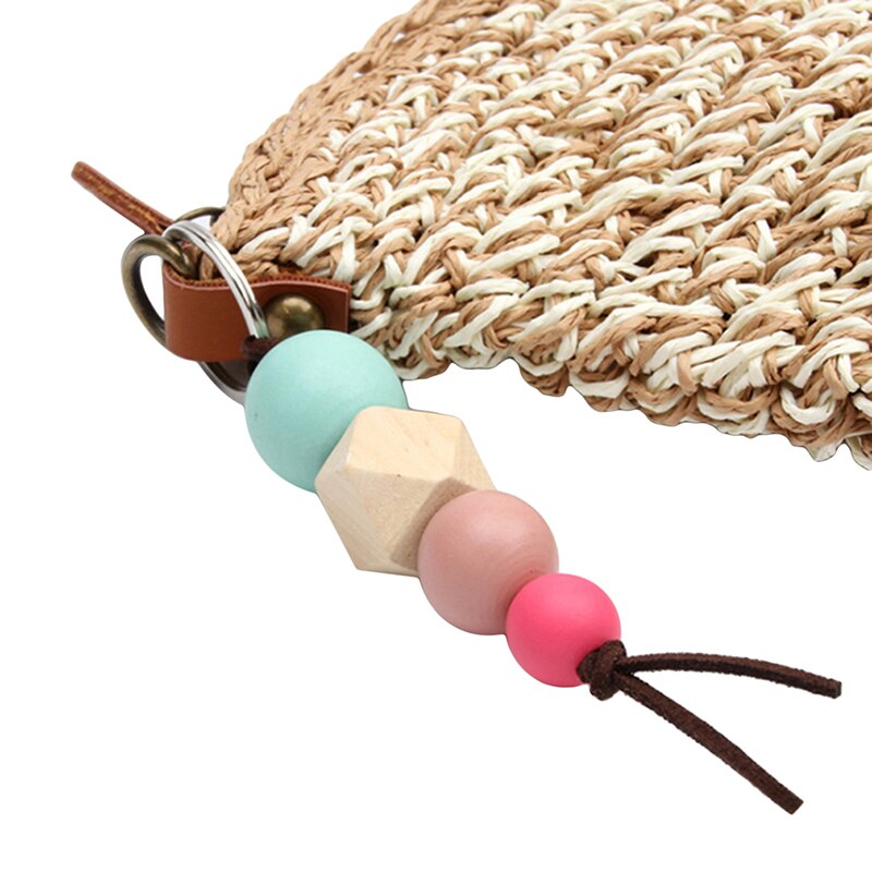 Multicolor Geometric Wood Beads Keychain For Bag Round Wooden Beads Keyrings Bag Accessories: E1846