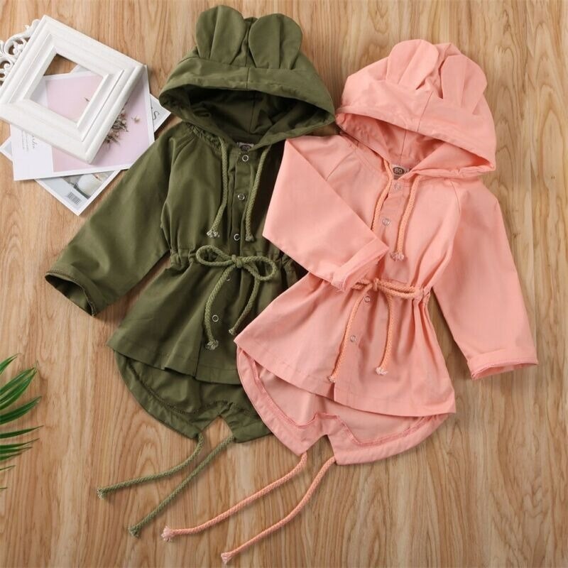 Peuter Kinderen Meisje Jas Roze Groen Baby Meisjes 3D Oor Hoodie Tops Baby Jongens Coat Capuchon Uitloper Kleding herfst Lente