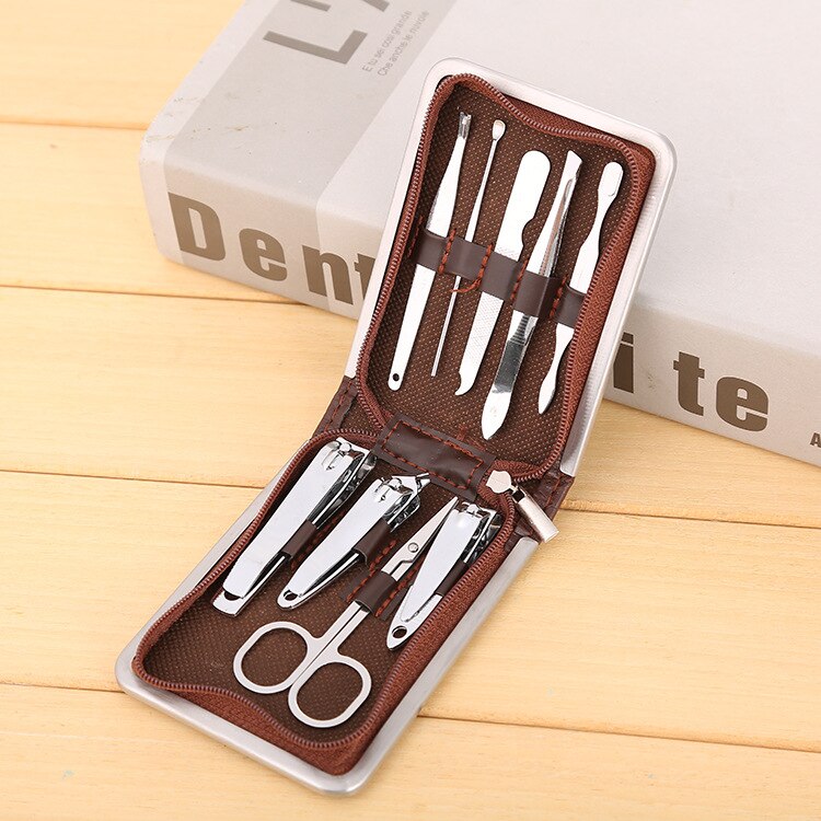 Manicure Multi-piece Set of Nail Scissors Set Complete Stainless Steel Clipper Nail Cutter Convenient Practical Clean Gentleman: 9 pieces
