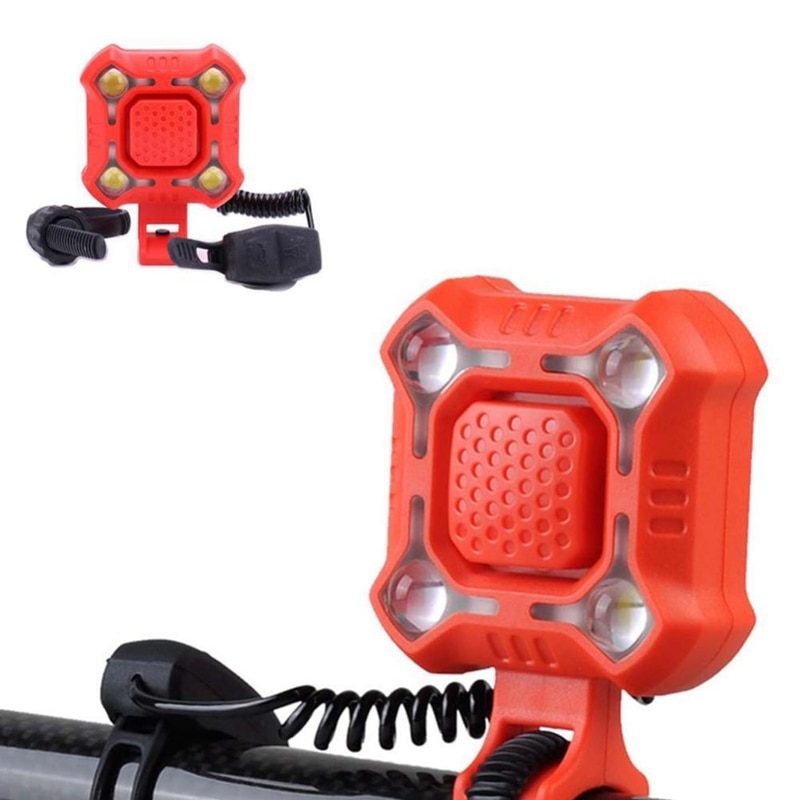 USB Charging Mountain Bike Road Car Front Handle Electronic Waterproof Horn Lamp Bicycle Bell 2 In 1 Bicycle Ling Light 140db