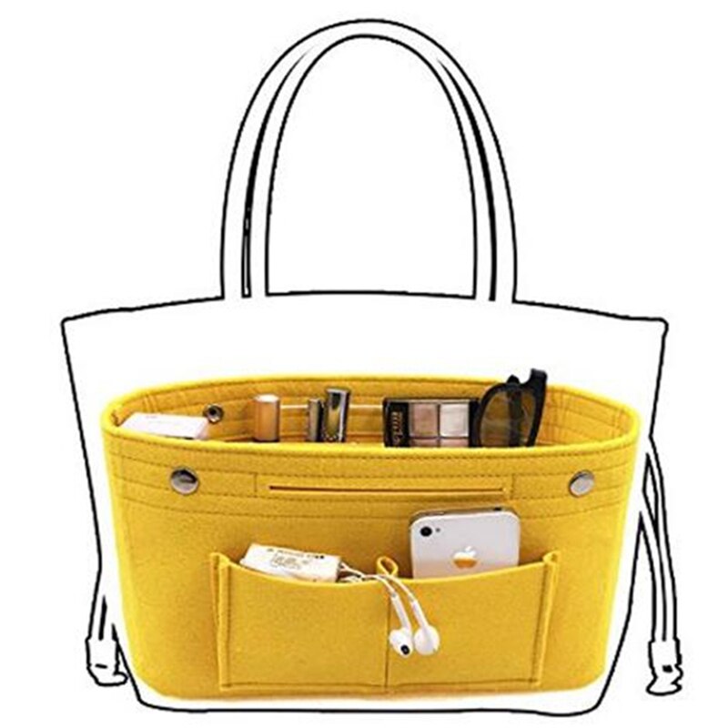 Filt klud indsætte opbevaringspose multi-lommer passer i håndtaske kosmetiske toilettasker til rejsearrangør makeup opbevarings arrangør