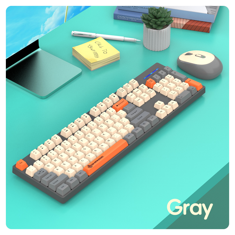 2,4 G Wireless Tastatur Maus Combo Ergonomie Magic Girl's Business Gaming Tastatur Maus für Laptop Büro PC Gamer Computer: Grau