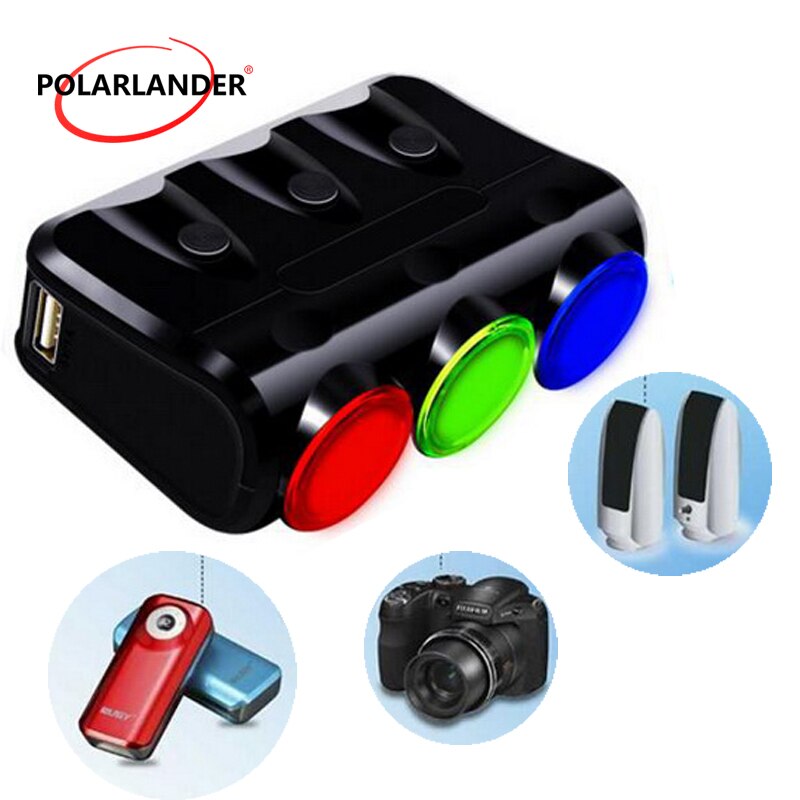 Voor android sigarettenaansteker 12-24v 3- aansluiting telefoonlader voor iphone splitter digitale lcd-scherm stroomadapter