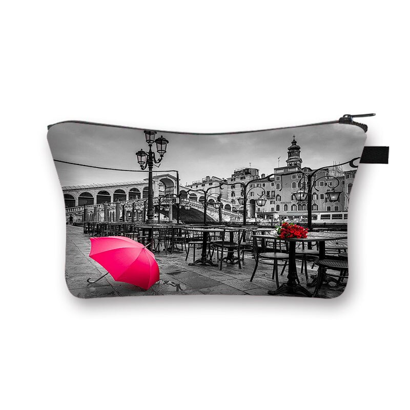 Czerwona i czarna seria kosmetyczka damskie szpilki wzór kosmetyczka o dużej pojemności torba na parasol Rose Make up Cases: shzbredrain10