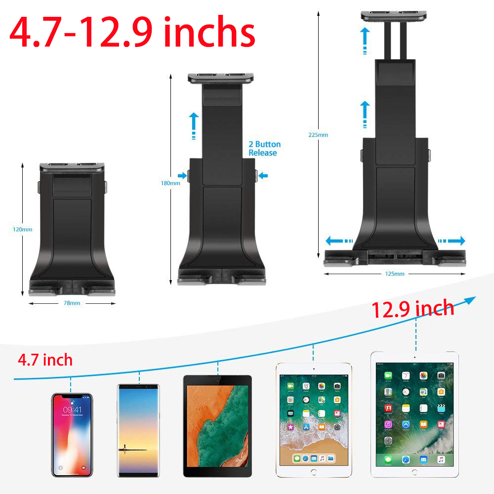 Soporte de plástico ABC para teléfono móvil, soporte de tableta para micrófono, para Ipad de Apple, Iphone de 4,5-12,9 pulgadas, ereader, kindle, para coche