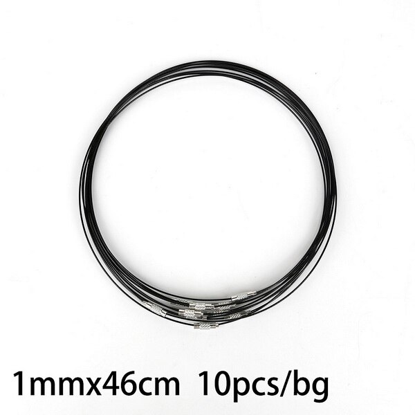 10 Stks/partij 46Cm Multicolor Gemengde Zilver Kleur Rvs Schroef Choker Ketting Draad Snoer Voor Diy Kettingen Craft Sieraden: Black