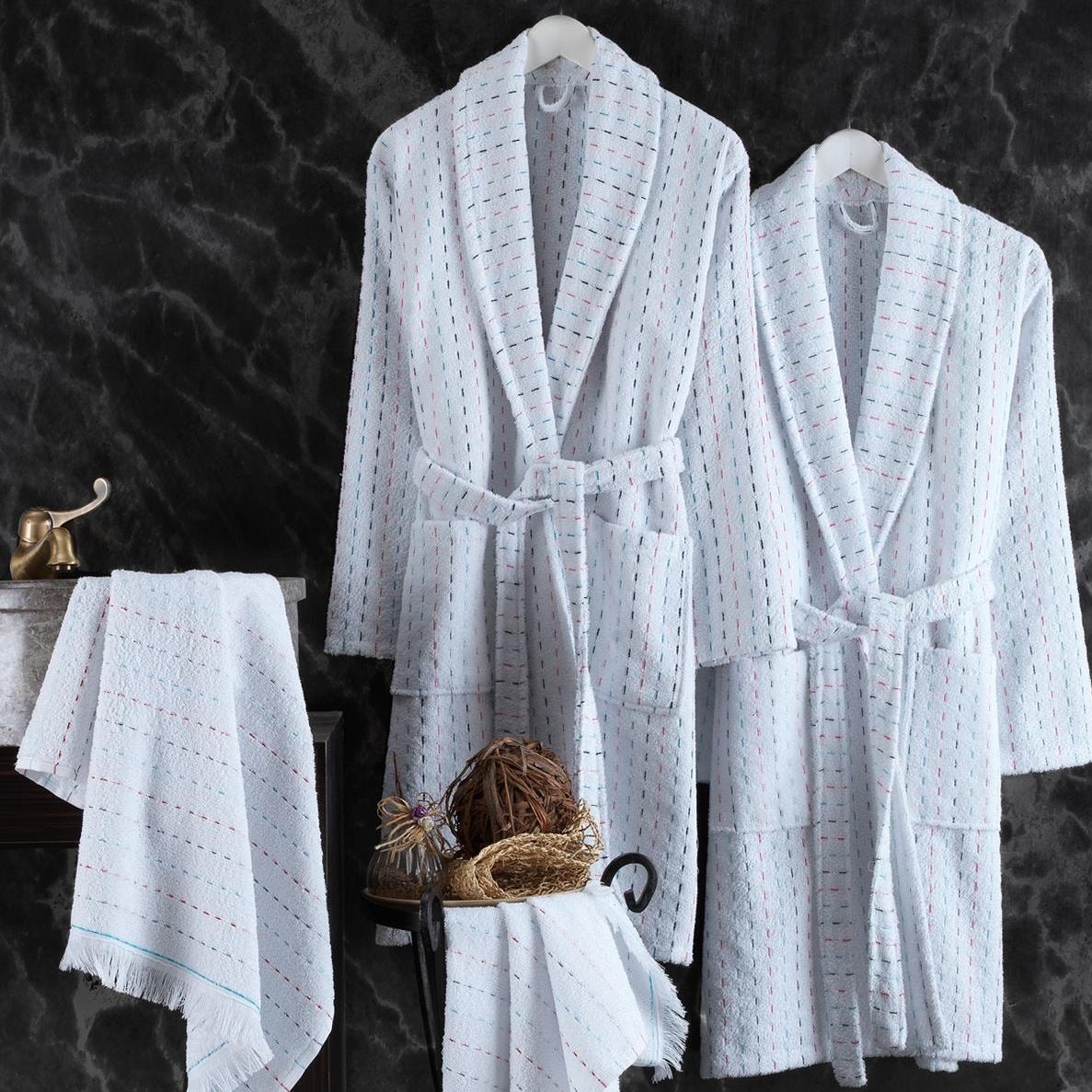 Family Bathrobe Set Robe Set 100% Cotton 4 Pieces Thick Warm Autumn Winter Comfortable Home Wear Conjunto de Bata