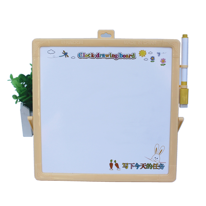 Multi-function Message Whiteboard 23*23cm Erasable children drawing board With Teaching Clock