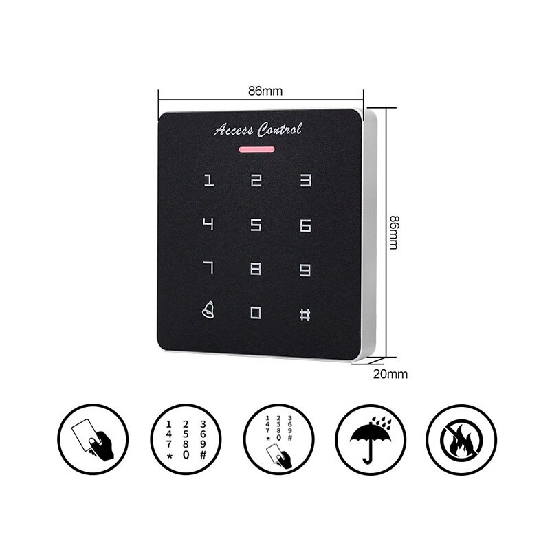 -DC12V Electronic Access Control Keypad RFID Card Reader Access Controller with Door Bell Backlight for Door Security Lock Sy
