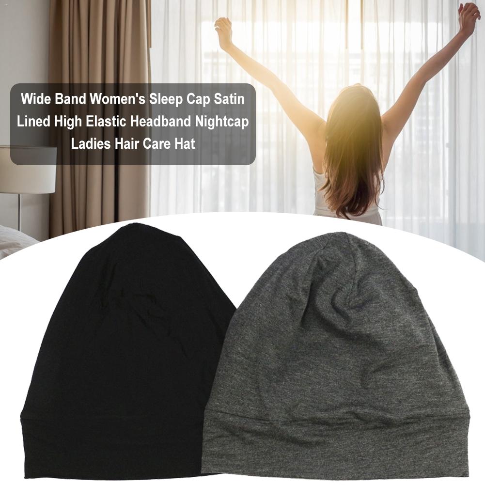 Vrouwen Satijn Effen breedgerande Slapen Hoed Nachtrust Cap Haarverzorging Motorkap Slaapmutsje Voor Vrouwen Mannen Unisex cap