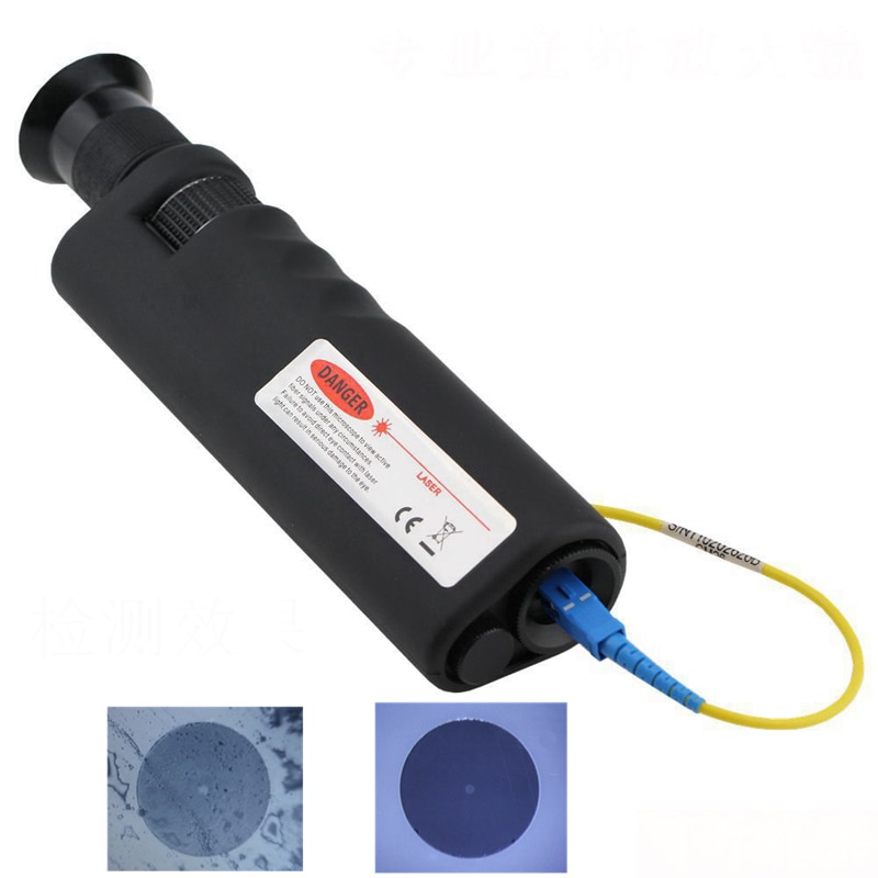 Microscopio de inspección óptica de fibra, herramienta de mano de 200x/400x, iluminación LED, goma antideslizante