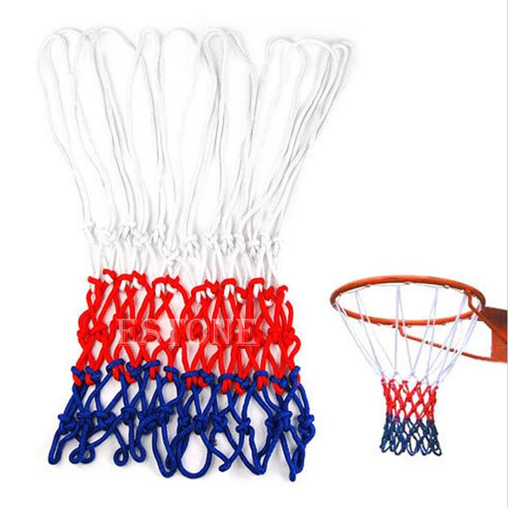 Standard vit / röd / blå nylon basket nätboll mål nät nettning sport