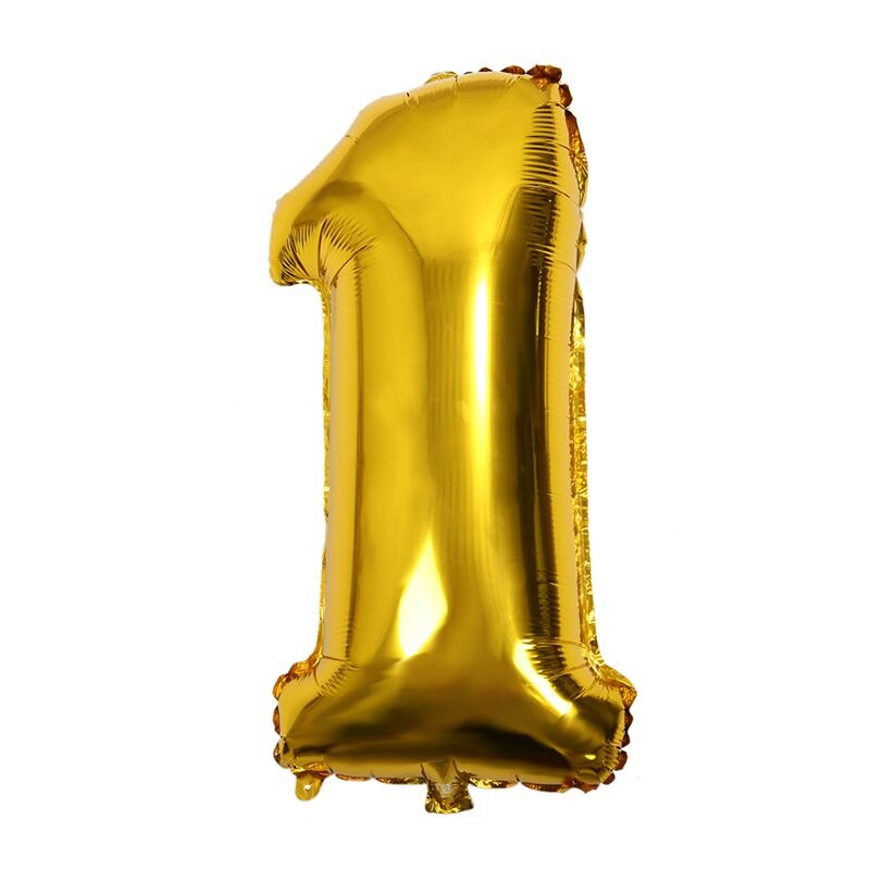 32 inches gold Number Digit Foil Balloons Helium Balloons Birthday Wedding Decorations Air Balloons Party Event Gold 1: Default Title