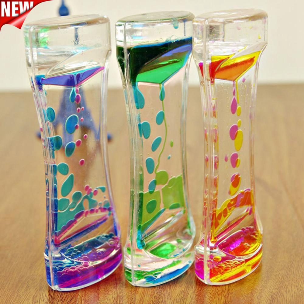 Clearance Double Colors Oil Hourglass Liquid Floating Motion Bubbles Timer Desk Decors Pretty Waist kids toys