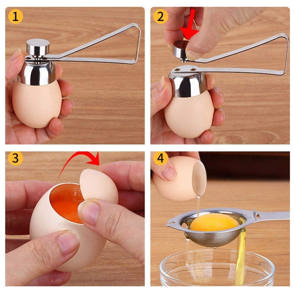 Æggetopper, rustfrit stål æggeskal kiks åbner værktøj til blødt hårdkogt æg, æg breaker værktøj køkkenværktøj
