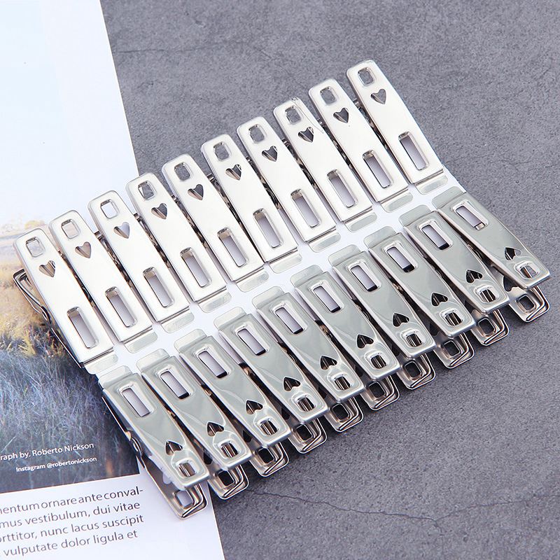100Pcs Wasknijpers Rvs Clips Voor Jas Broek Wasgoed Drogen Hanger Rack Wassen Handdoek Houder Hanger