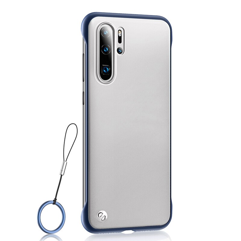 Luxe Randloos Telefoon Case Voor huawei p30 pro lite licht p30pro Frameloze Matte met Ring cover Voor huawei P30 lite P 30 30pro: for huawei p30 pro / blue