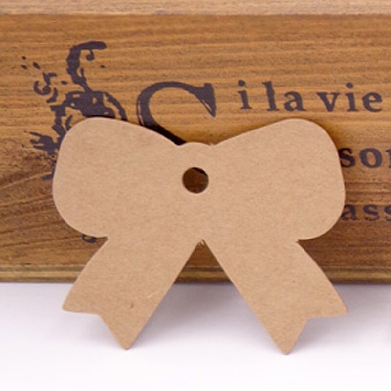 Étiquette de prix en papier Kraft, nœud papillon, cartes faites à la main bricolage DIY, pour mariage, fête d&#39;anniversaire: Kraft