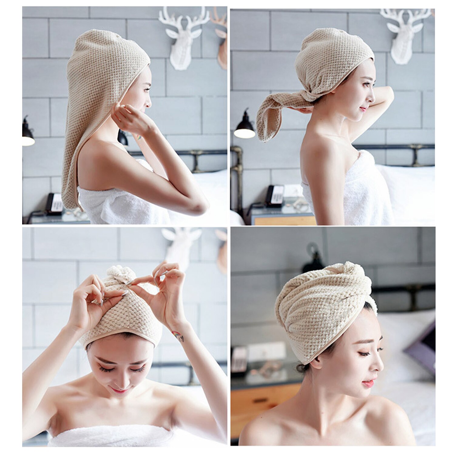 Toalla de baño de lana Coral para mujer y niña, gorro de secado rápido, suave, absorbente de agua, envoltura de pelo, gorro de ducha, pelo mojado