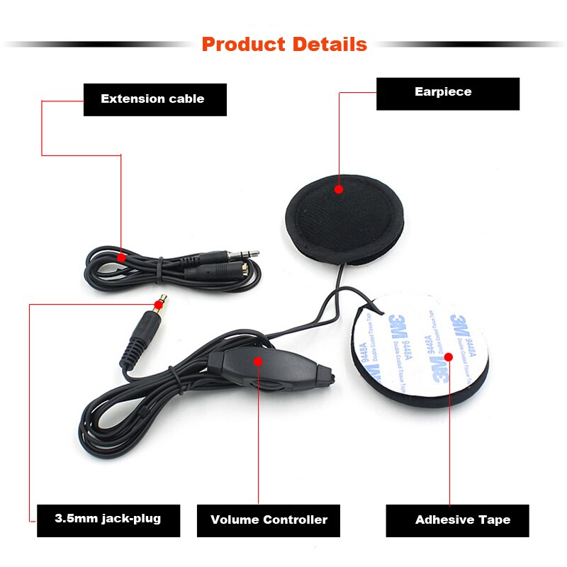 Motorcykel motorcykel hjälm headset högtalare 3.5mm jack hörlurar hörlurar högtalare för motorcykel hjälm interphone  mp3/ gps