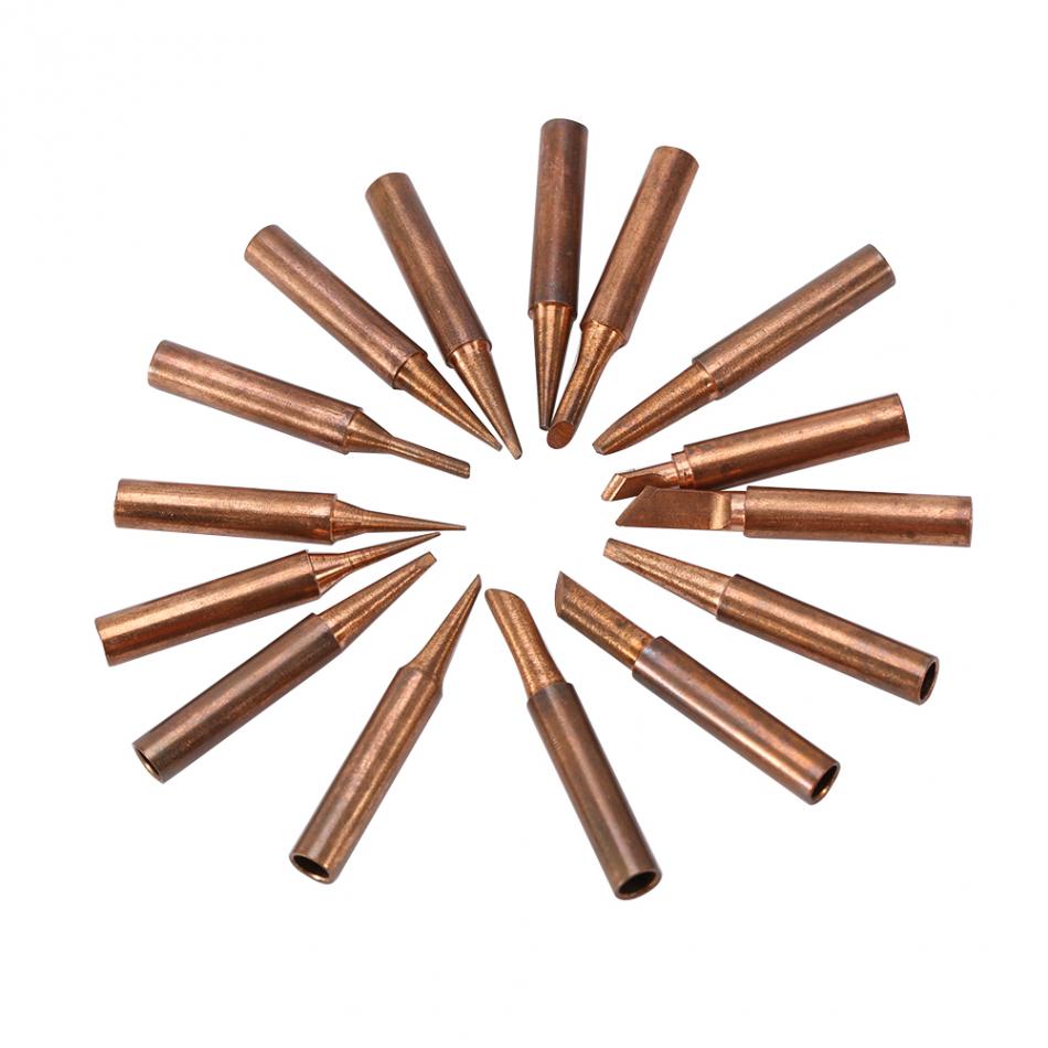 15pcs/set Soldering Tip Lead-free Copper 900M-T Iron Solder Tip For 936,937,938,969,8586 Soldering Station Components