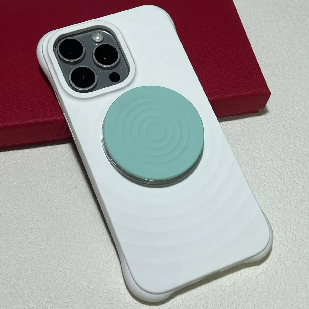 Magnetische telefoonhouder met ribbels voor iphone 12, 13 14 15 , 16 pro max, houder en ondersteuning voor iphone  s25 ultra.: Beige