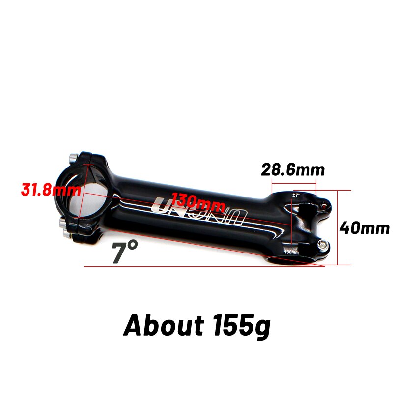 UNO Stem 7 Degree Bicycle Stem Road 17 Degree Ultralight Stem MTB 31.8mm Bicycle Handlebar Stem 35 Degree 60-130mm Kalloy Stem: 130mm 7 degree