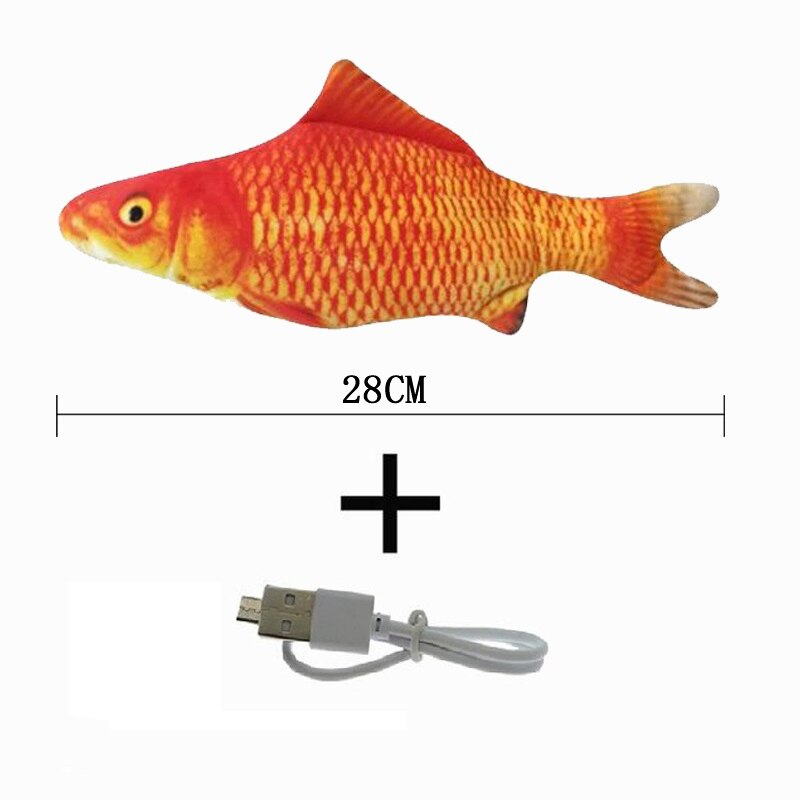 1pc elektronisk logrende kattelegetøj 28cm dansende bevægende floppy fisk katte legetøj usb opladning simulering kattelegetøj elektronisk kæledyr kattelegetøj: 5