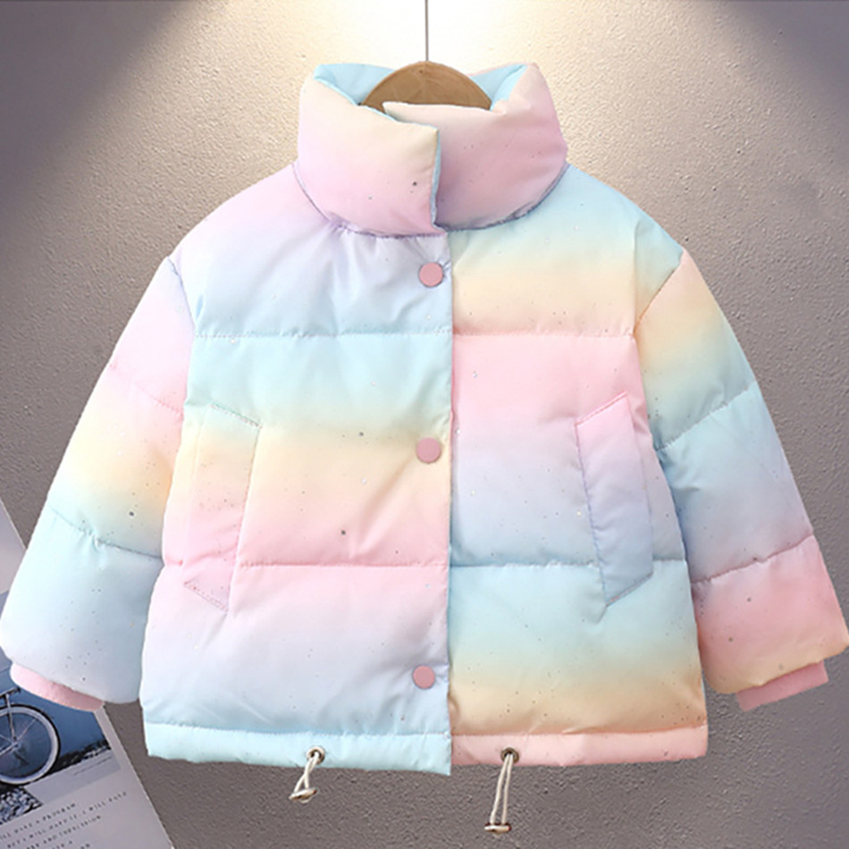 Roupas da menina do bebê 2-8 anos de idade inverno acolchoado jaqueta quente jaqueta moda das crianças gola alta jaqueta meninas colorido: A / 2T
