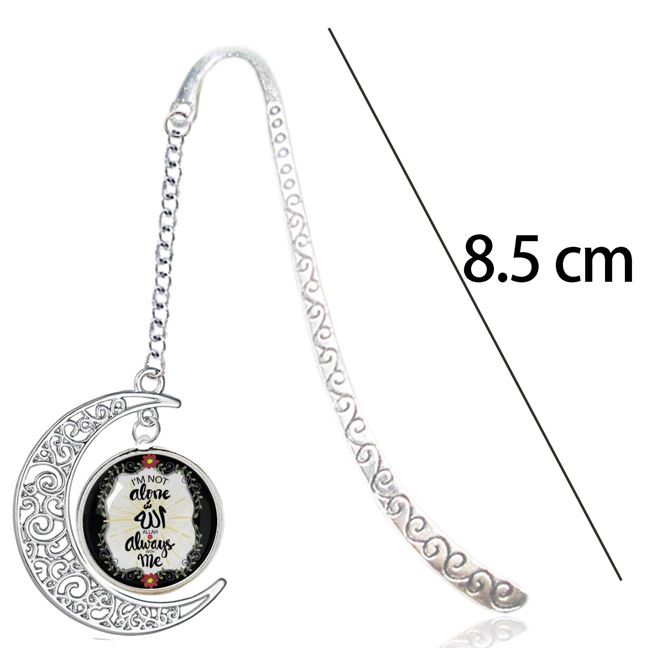 Inspiring Words - I'm Not Alone Allah Is Always With Me - Bookmark Half Moon Pendant Koranic Muslim Islam For Reading Book