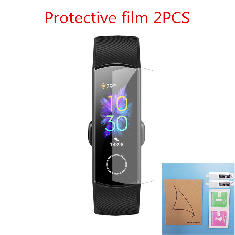 Pulseira de silicone para huawei honor band 4 5, acessórios inteligentes para pulseira honor band 5, pulseira com película protetora: 2
