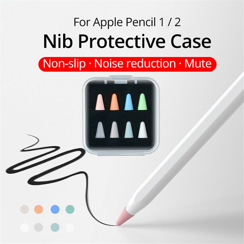 8Pcs Silicone Nib Cover Non-slip Replacement Stylus Pen Tip Case Point Cover Protective Caps For Apple Pencil 1st/2nd Gen