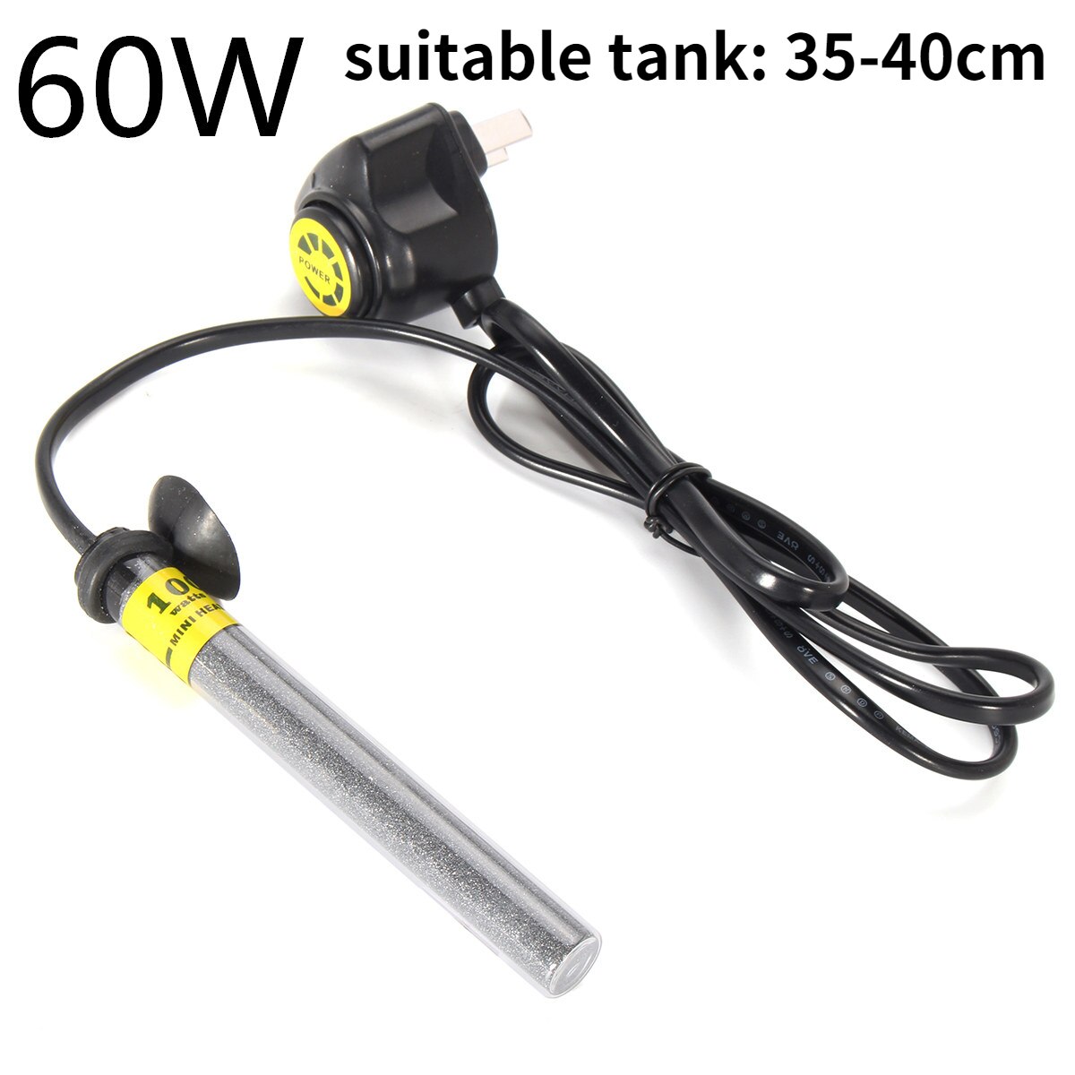 220V mini riscaldatore per acquario regolabile sommergibile tartaruga serbatoio di pesce scaldabagno aste di riscaldamento a temperatura costante dell'acqua 20W-100W: 60W / no copertina