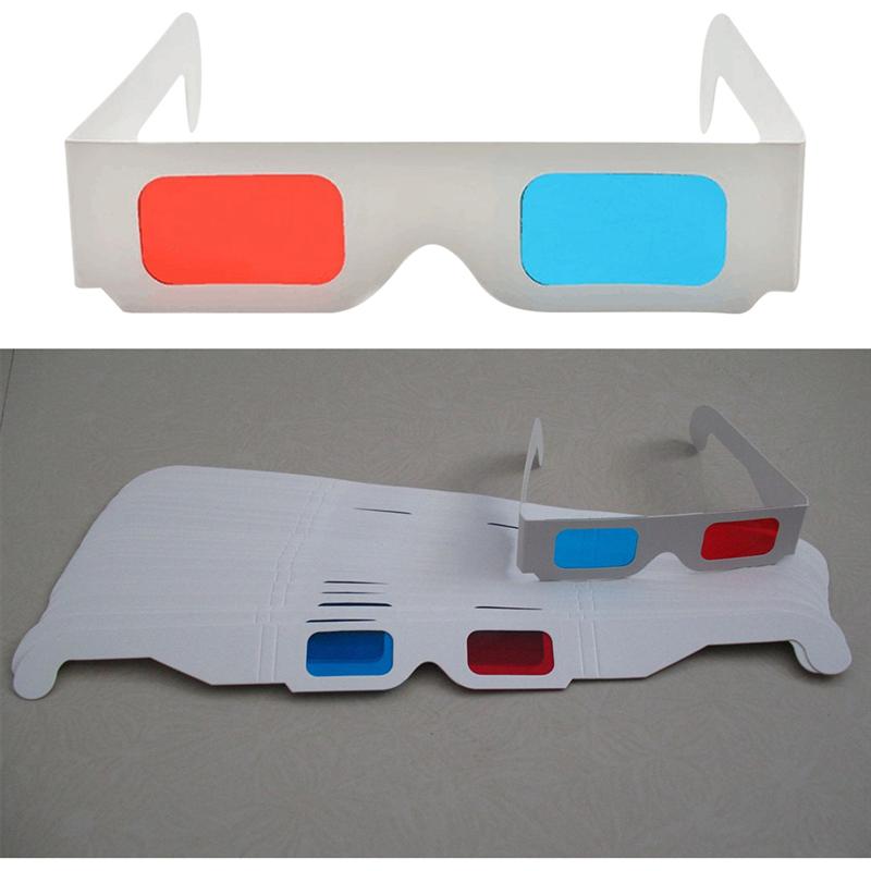50 Stuks Universele Papier Anaglyph 3D Bril Papier 3D Bril Bekijken Anaglyph Rood/Blauw 3D Glas Voor Movie Video kaart