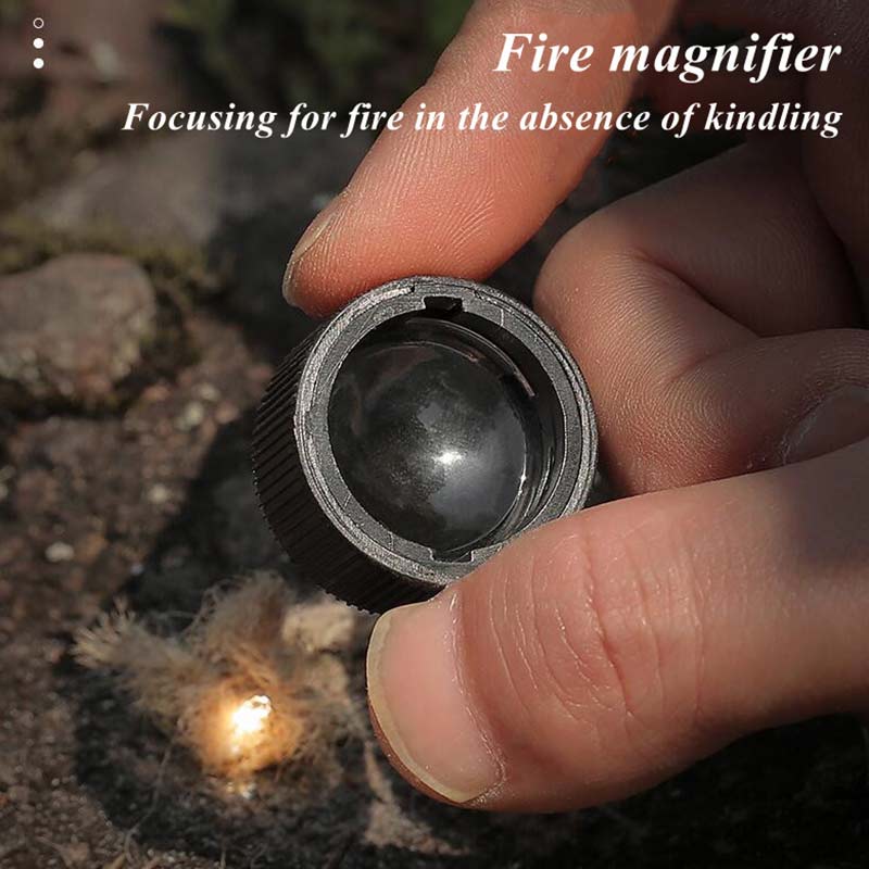 7 in 1 Outdoor Emergency Survival Tool Compass Whistle Magnifier Thermometer Flashlight Storage Organizer for Camping Hiking