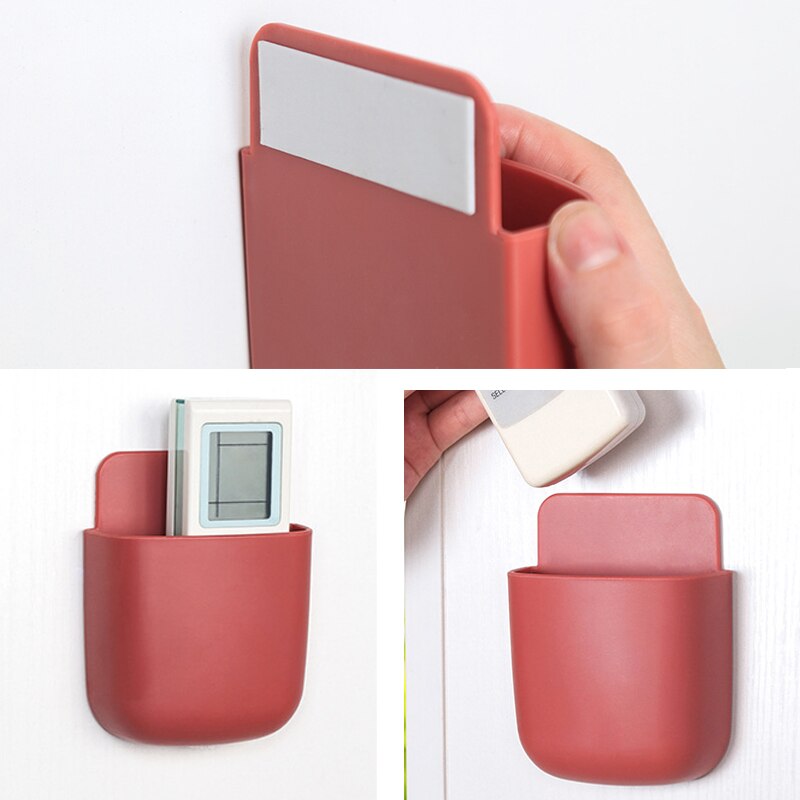 Round/ Square Wall Mounted Remote Storage Box Portable Home Device Remote Control Storage Box Organizer ABS Desktop Phone Shelf