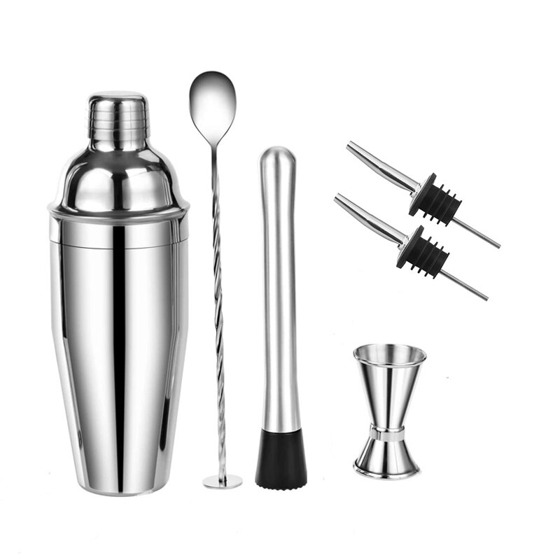 550ml Cocktail Shaker Bar Set con Accessori-Martini Kit con Misurazione Jigger, Cucchiaio di Miscelazione, muddler e Liquore Versatori: 6pcs B