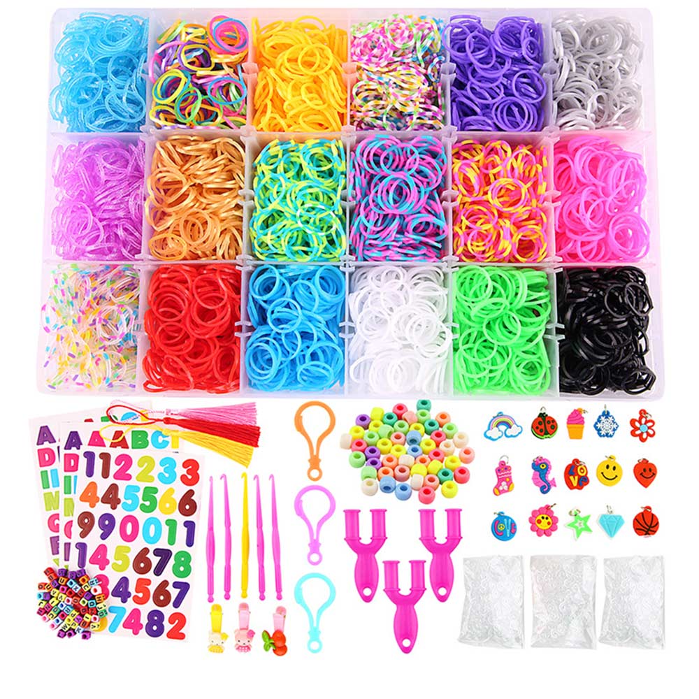 10000pcs Loom Bands Kits Rubber Bands Loom DIY Weave Box Elastic Bracelet Handicraft Kit DIY Color Rubber Girl Toy: Default Title