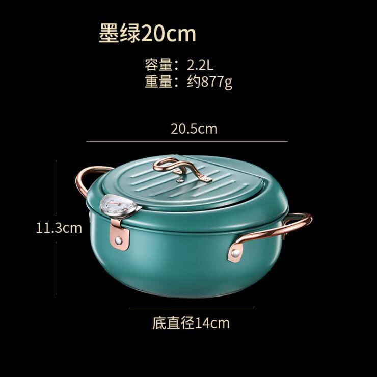 Kitchen Home Cooking Tools Deep Fryer Fried Chicken Temperature Control With Lid: B1 20CM