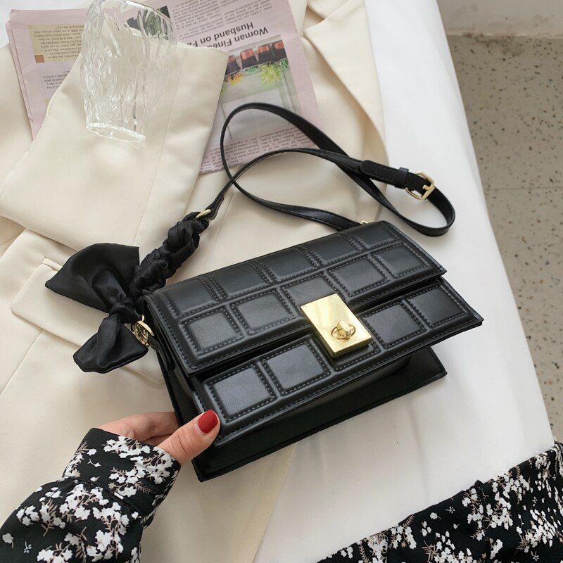 Small Lattice PU Leather Crossbody Bags for Women Summer Luxury Trendy Chain Travel Shoulder Handbags and Purses