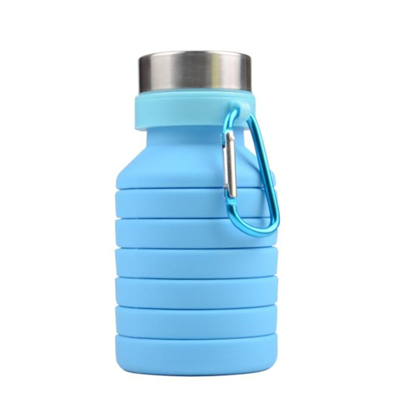 550ml Sport de plein air Portable Silicone bouteille d'eau rétractable pliant Sport boisson bouilloire bouteille de café voyage tasses à boire: blue