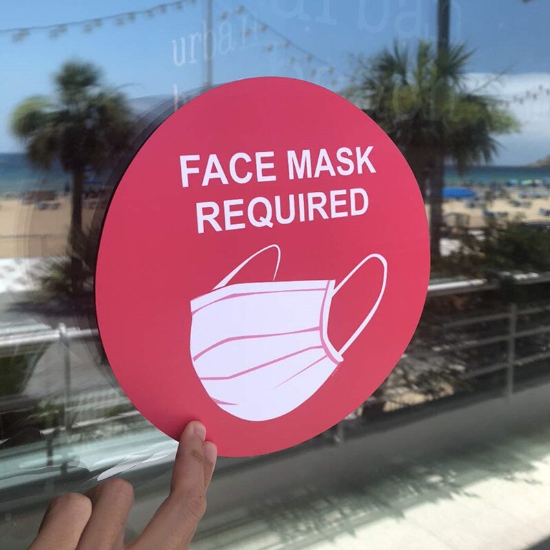 Mascarilla facial con señal de ventana de pared, pegatina de seguridad del público, pegatinas de decoración de jardín y hogar, redondeadas, d3