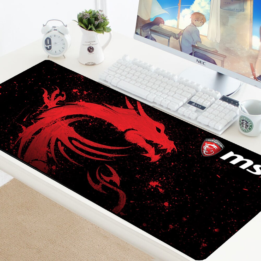 Alfombrilla de ratón grande XXL MSI, antideslizante, de goma, para teclado, ordenador portátil, velocidad, ratón de escritorio: 2 / Size 800x300x2 mm