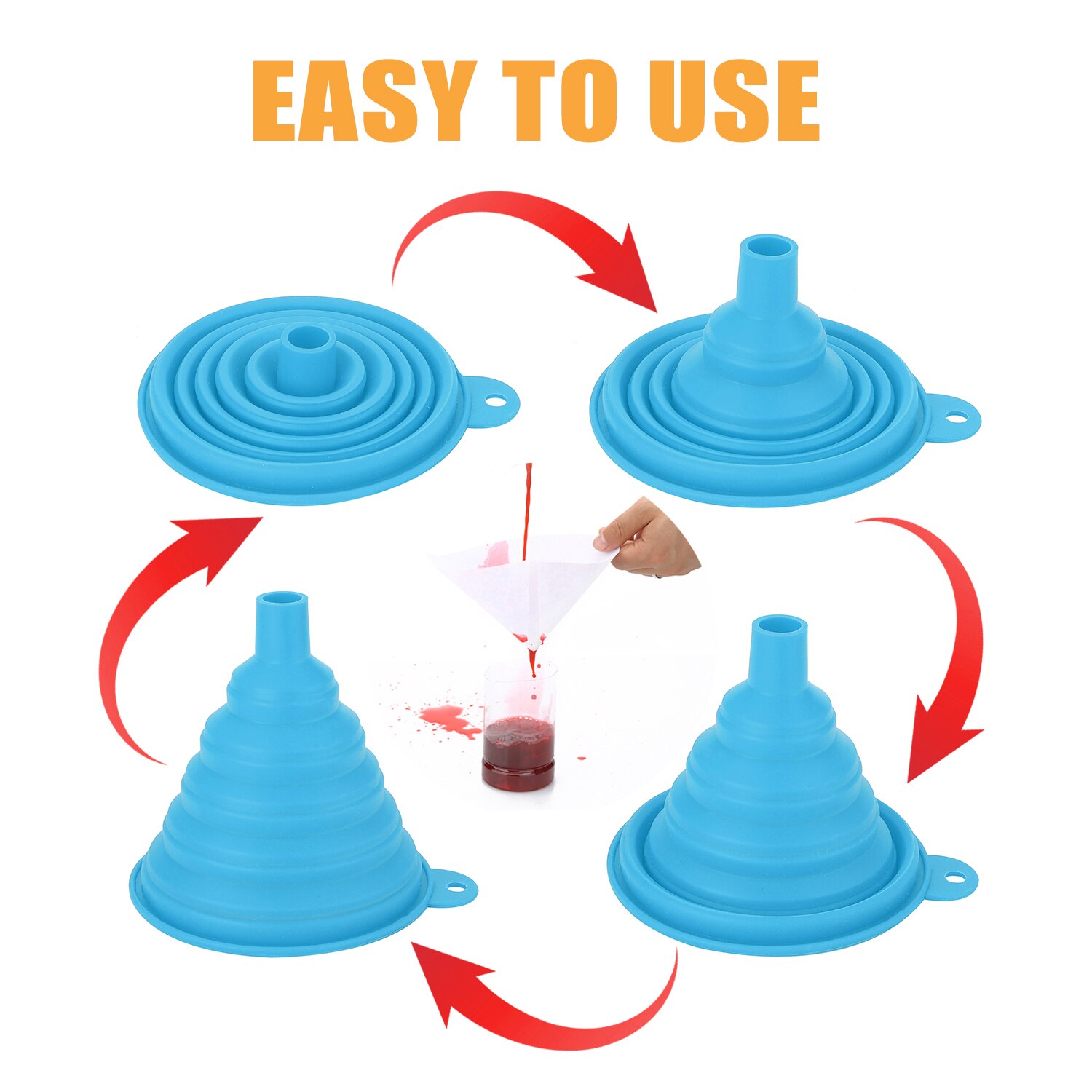 Paint Coating Filter Paper Screen Net Filter Cone Strainer with Mini Silicone Gel Foldable Funnel Hopper Kitchen cooking tools