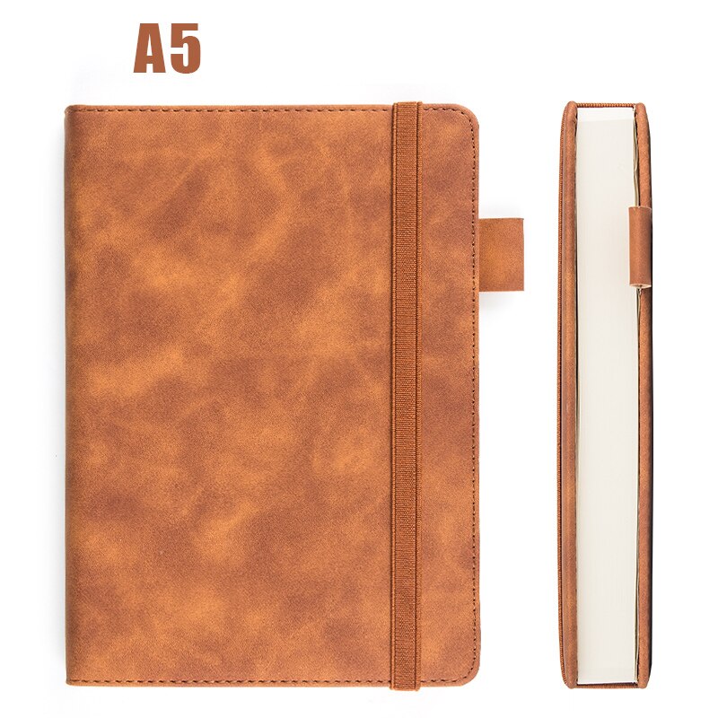 360 Pages Super Thick Wax Sense Leather A5 Notebook Business Office Daily Work Notebook NotebookS Free Portrayal Company Logo: brown