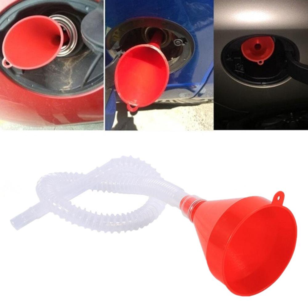 Embudo de llenado de plástico de queroseno para vehículo, herramienta Universal para aceite de gasolina, diésel, motocicleta y camión, con boquilla de tubo suave, 1 ud.