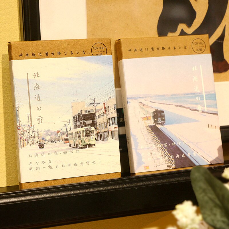 30 Vellen 「 Sneeuw Op Hokkaido 」 Serie Bericht Wenskaart Jaar Kaarten Postkaart Bladwijzers Aesthetes Briefpapier Cover willekeurige