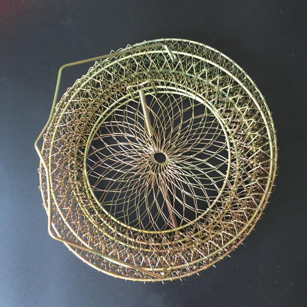 Foldable Portable Steel Wire Fishing Pot Trap Net Crab Crawdad Cage Fish Basket aparejos y productos de protección para peces